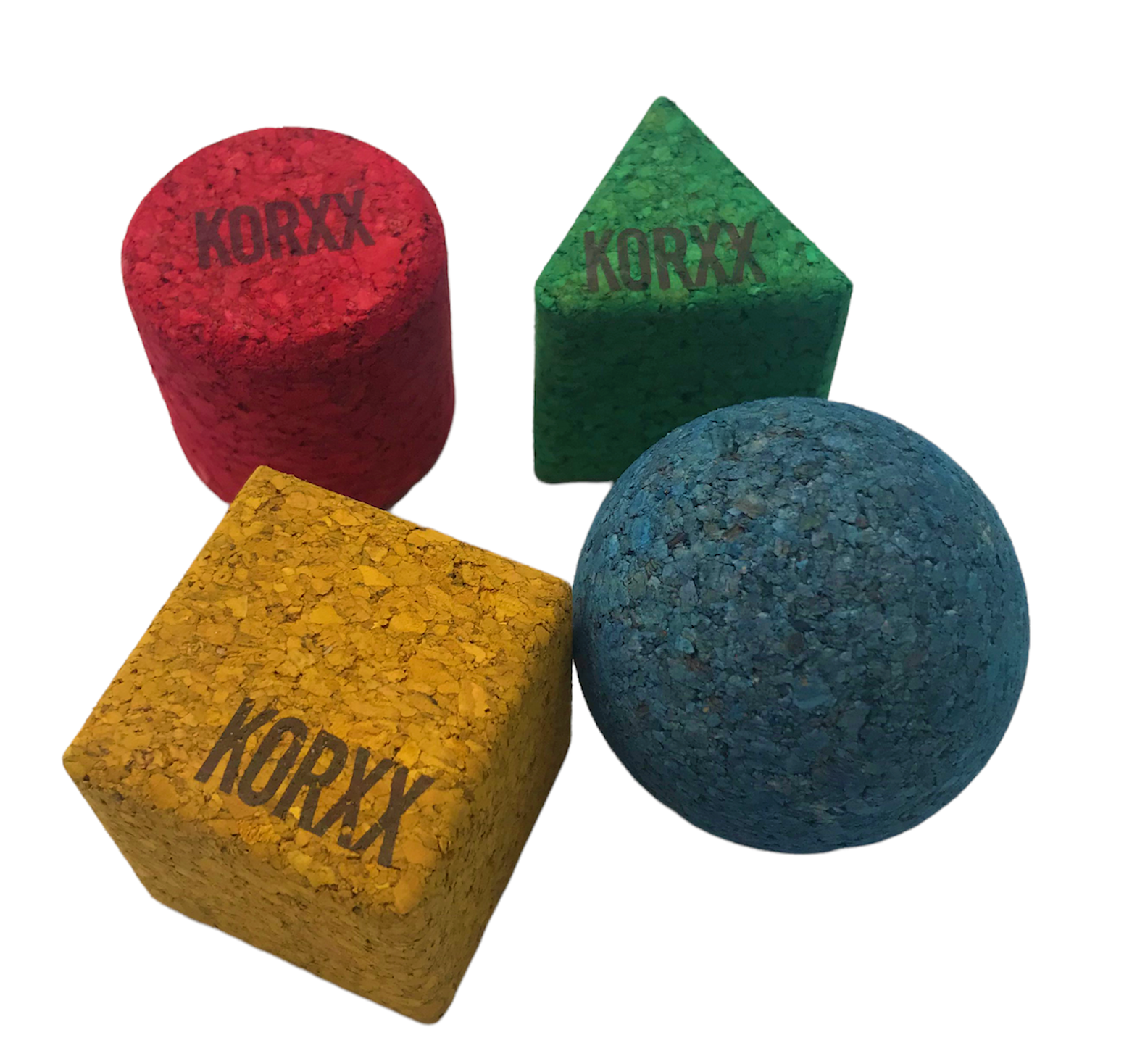 GEO-4-C-5 Geo-Set 4 C - Bunte geometrische Korkbausteine für kreatives Kinderspiel ab 12 Monaten