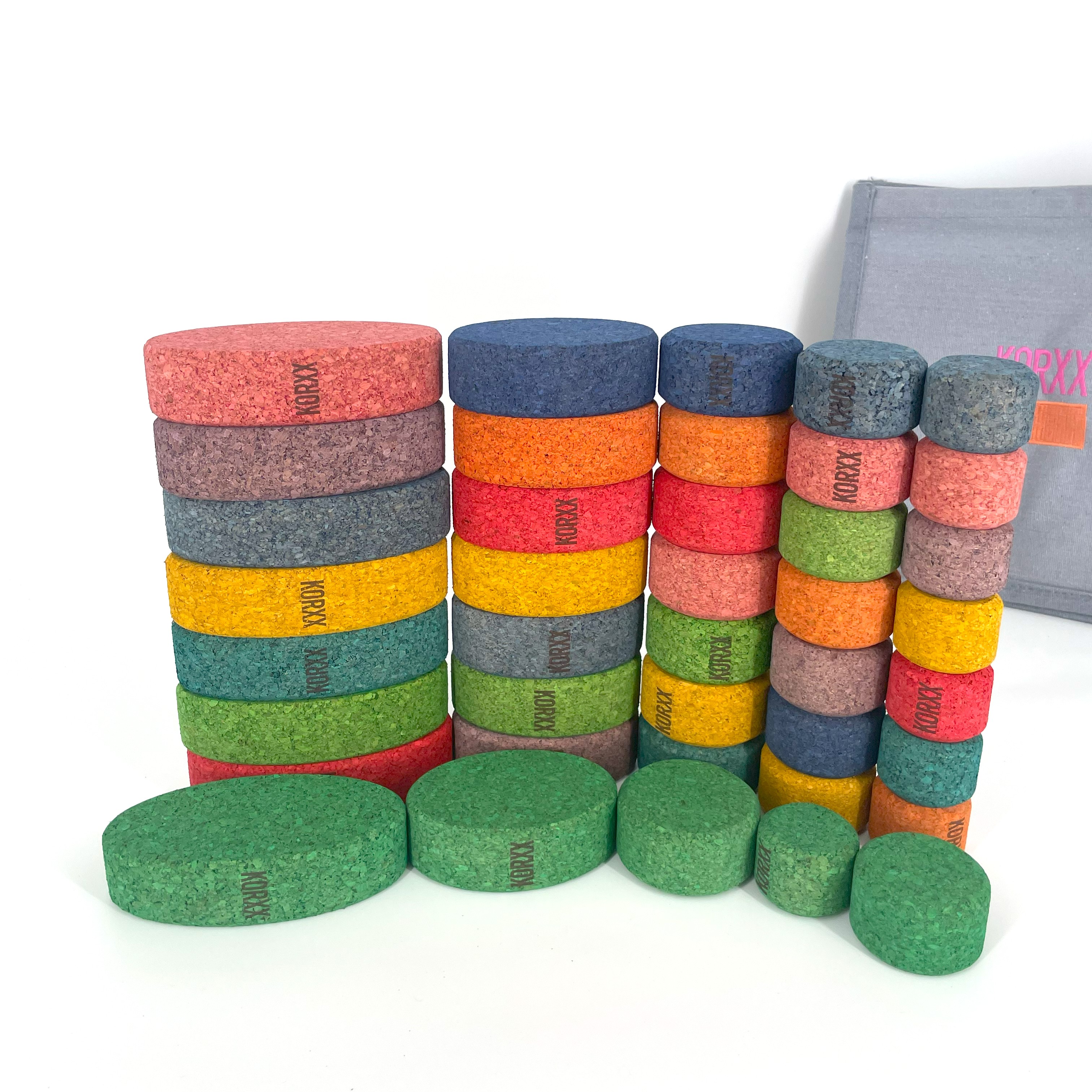 Kuller C Mix edu- 40 ovale und runde Bausteine aus Kork für kreatives Kinderspiel ab 12 Monaten